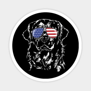 Proud Golden Retriever American Flag sunglasses dog Magnet